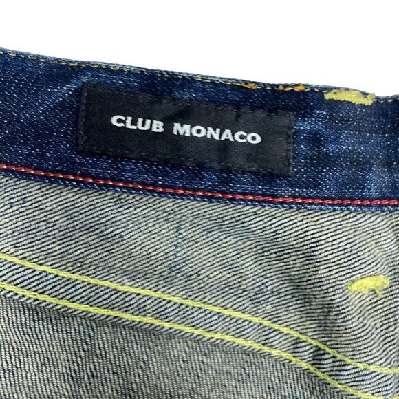 CLUB MONACO Women's Blue Dark Wash Distressed Patch Pocket Bootcut Jeans US 2 - Picture 14 of 16